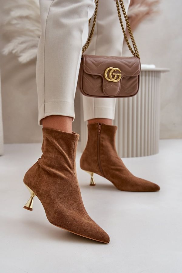 PS1 PS1 Women's Stiletto Boots Eco Suede With Pointed Toes Camel Irithare