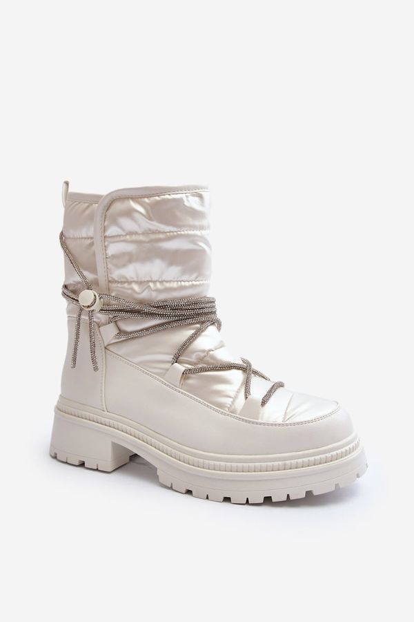 PS1 PS1 Women's White Snow Boots with Decorative Lacing Rilana