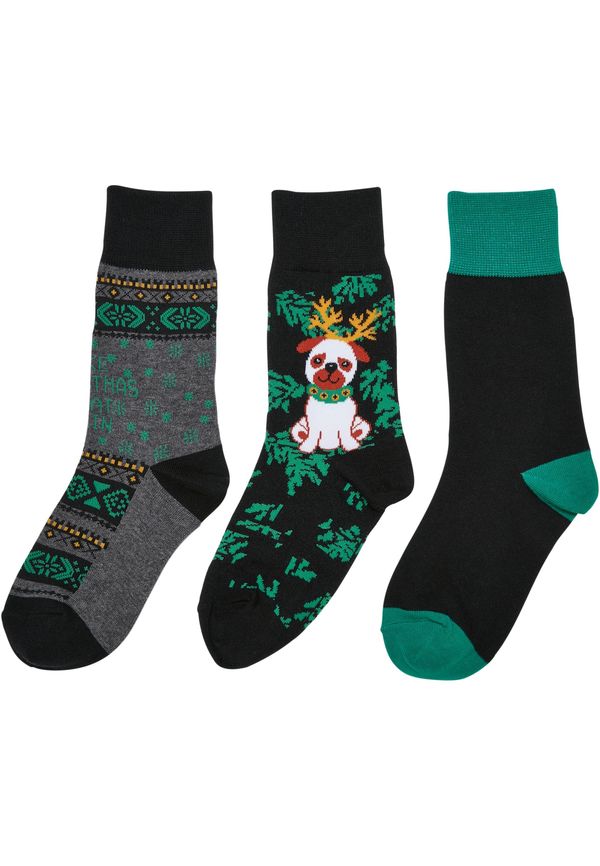 Urban Classics Accessoires Pug Children's Christmas Socks - 3-Pack Multicolored