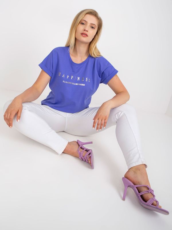 Fashionhunters Purple asymmetrical cotton t-shirt larger size