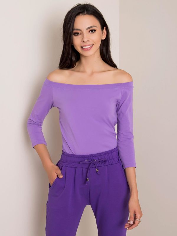 Fashionhunters Purple blouse with exposed shoulders