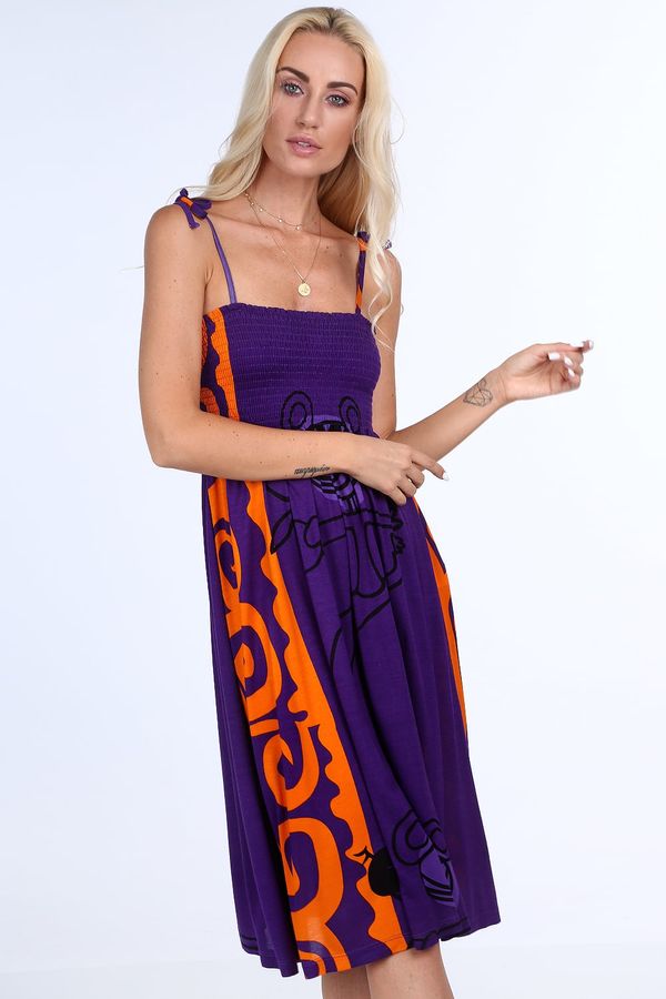 FASARDI Purple casual dress with patterns