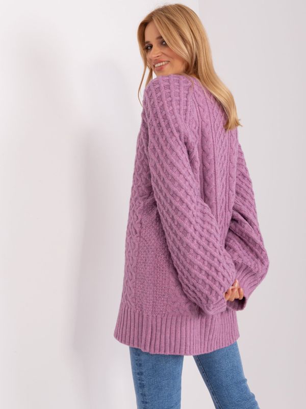 Fashionhunters Purple knitted dress with braids