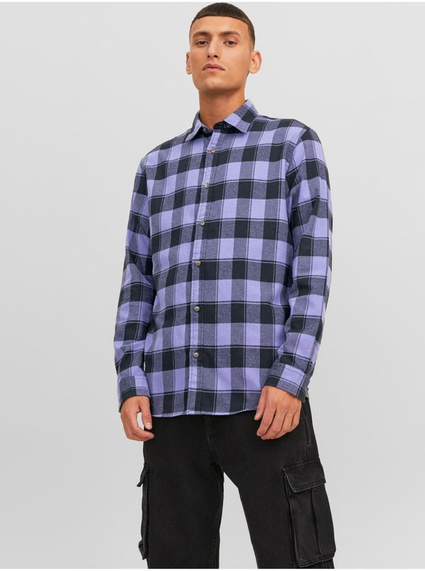 Jack & Jones Purple Mens Plaid Shirt Jack & Jones Joshua - Men