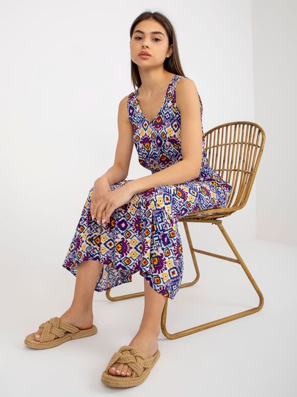 Fashionhunters Purple summer dress with FRESH MADE patterns
