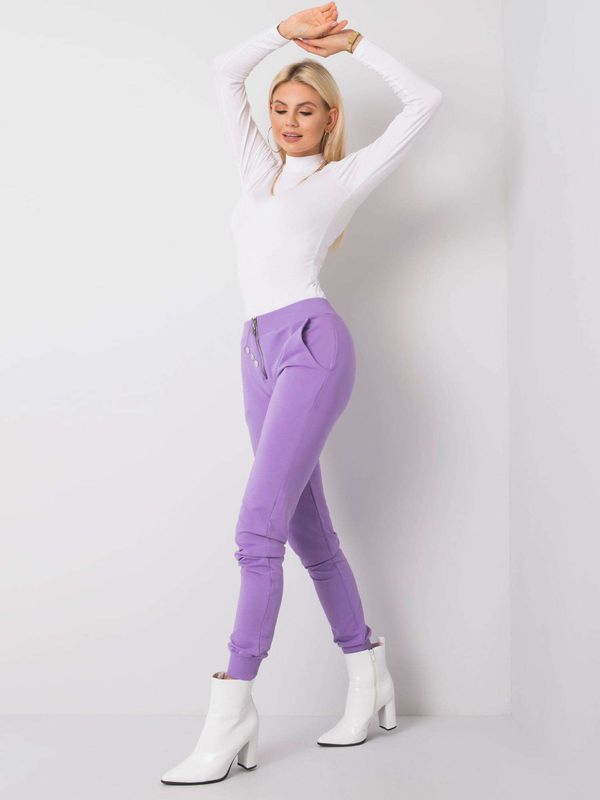 Fashionhunters Purple zippered sweatpants