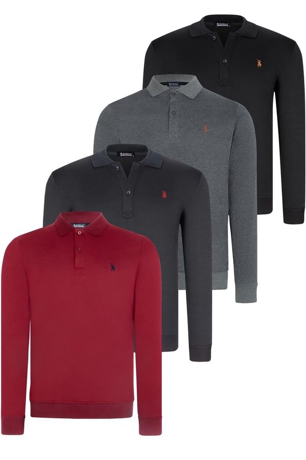 dewberry QUADRUPLE SET V4007 DEWBERRY MEN'S SWEATSHIRT-BLACK-NAVY-ANTHRACITE-BURGUNDY