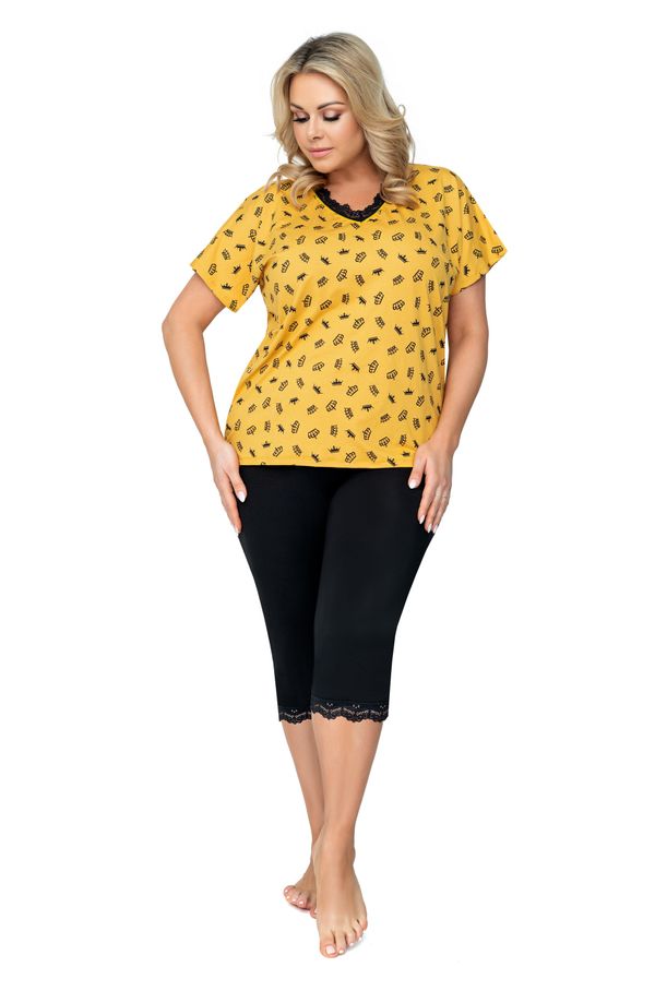 Donna Queen 3/4 Plus Size Mustard Pajamas