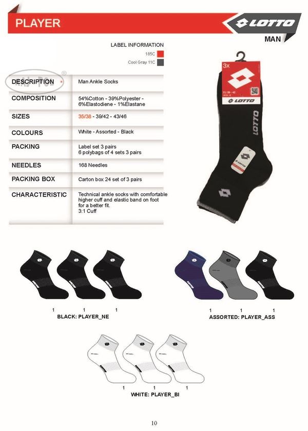 Raj-Pol Raj-Pol Man's 3Pack Socks M Lotto Player