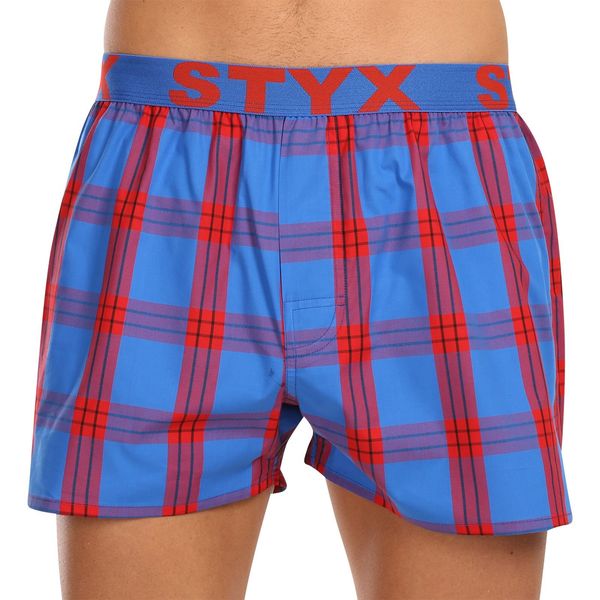 STYX Red and blue men's plaid boxer shorts Styx