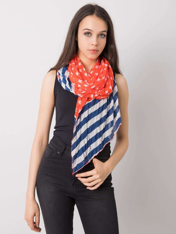 Fashionhunters Red and dark blue patterned scarf