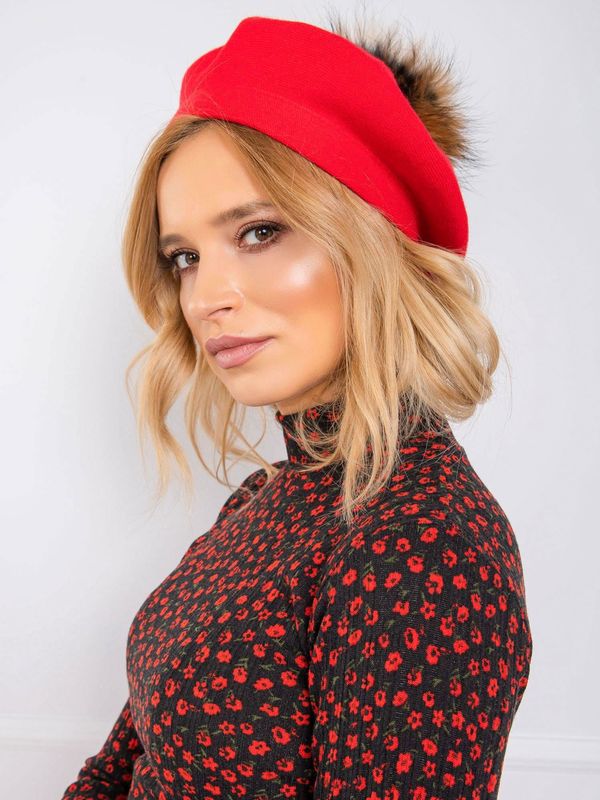 Fashionhunters Red beret with pompom