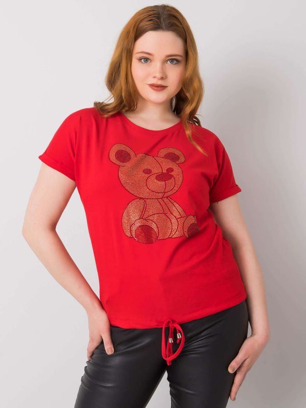 Fashionhunters Red blouse plus sizes with drawstrings