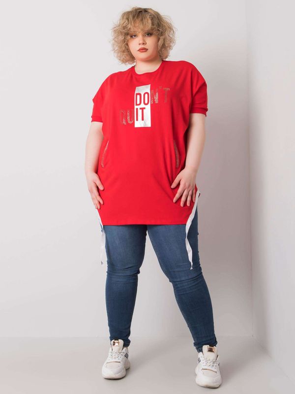 Fashionhunters Red blouse plus sizes with inscription