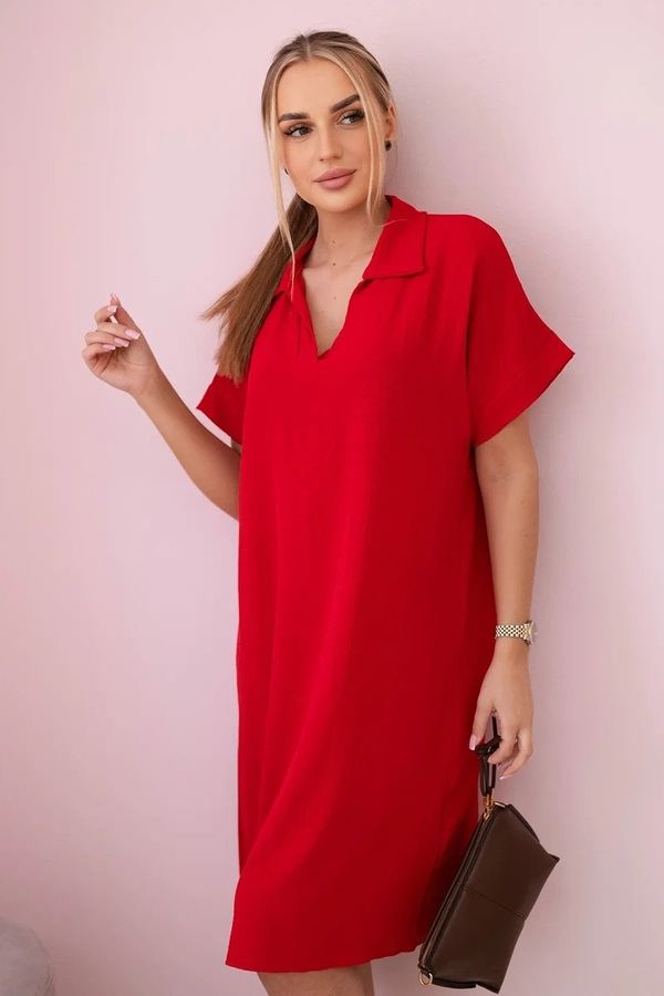 Kesi Red dress with neckline and collar