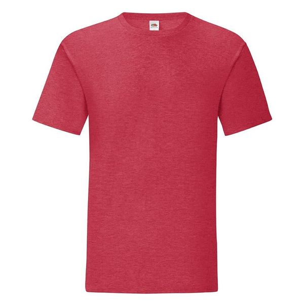 Fruit of the Loom Red men's t-shirt in combed cotton Iconic with Fruit of the Loom sleeve