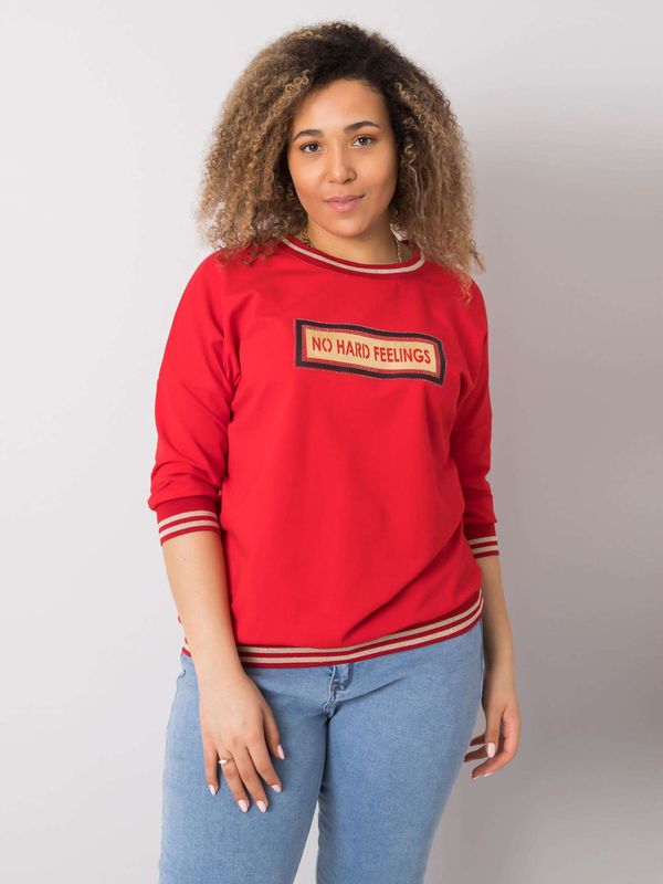 Fashionhunters Red Oversize Cotton Sweatshirt