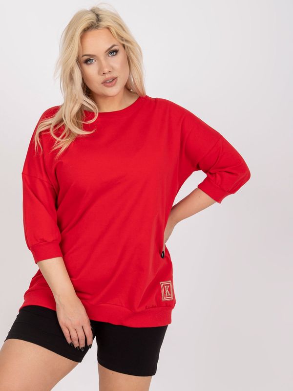 Fashionhunters Red plus size blouse of loose cut Odile