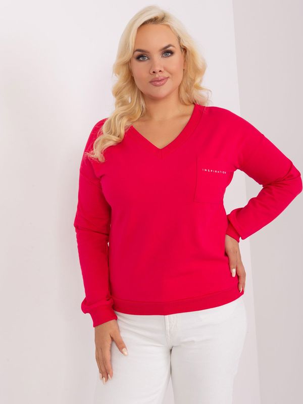 Fashionhunters Red plus size blouse with pocket