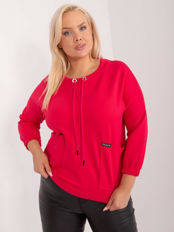 Fashionhunters Red plus-size sweatshirt with drawstrings