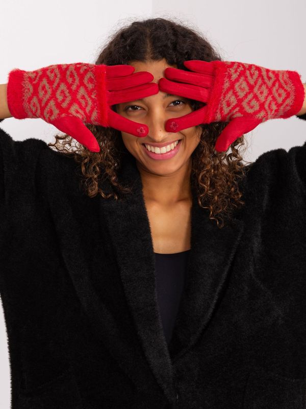 Fashionhunters Red touch gloves with overlay