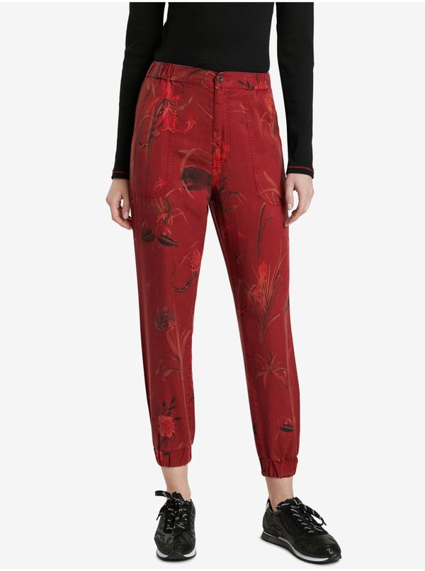 DESIGUAL Red women's cropped patterned trousers Desigual Cmotiger - Women's