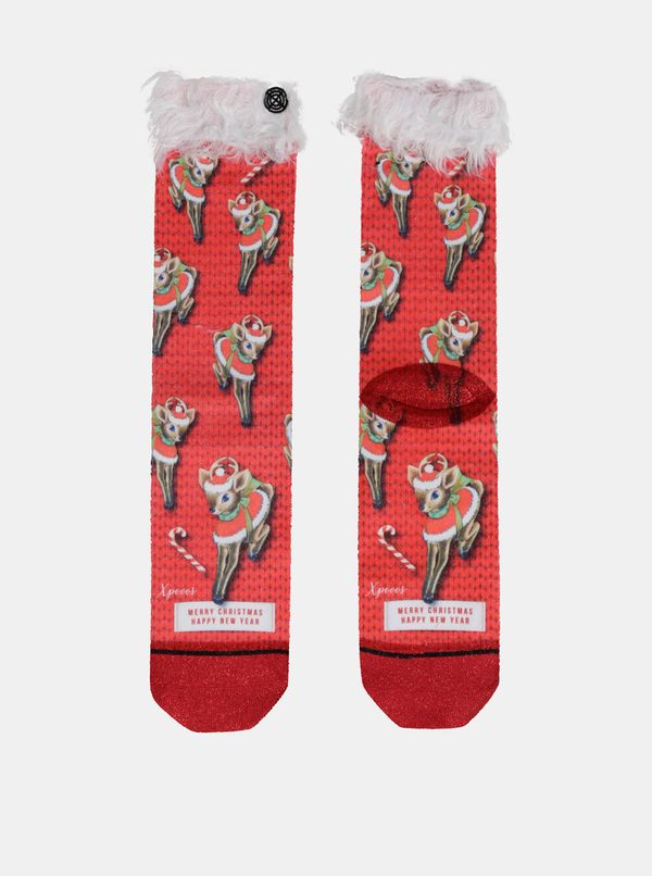XPOOOS Red women's socks with CHRISTMAS XPOOOS theme