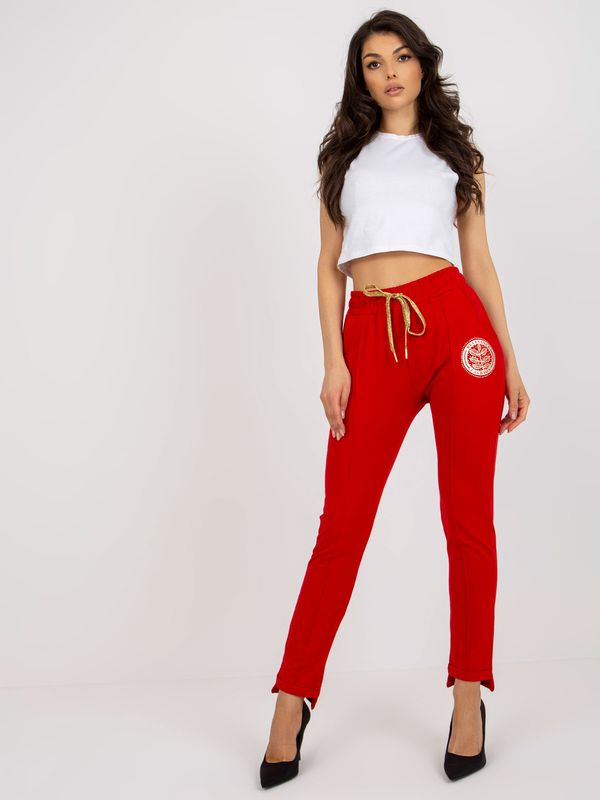 Fashionhunters Red women's sweatpants with print
