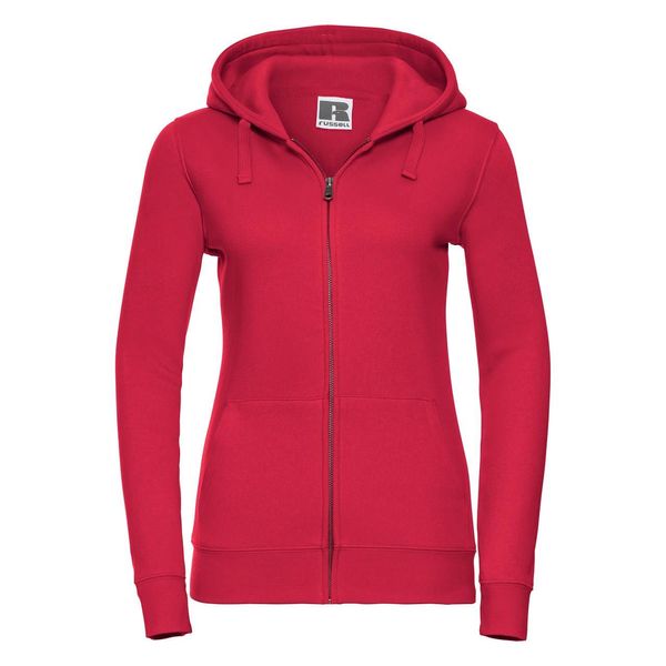 RUSSELL Red women's sweatshirt with hood and zipper Authentic Russell