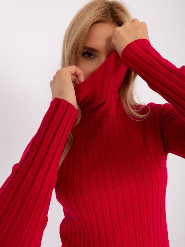 Fashionhunters Red women's turtleneck with viscose