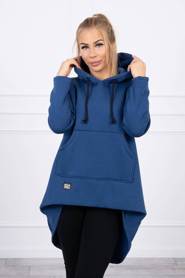 Kesi Reinforced sweatshirt with long back and hood dark blue