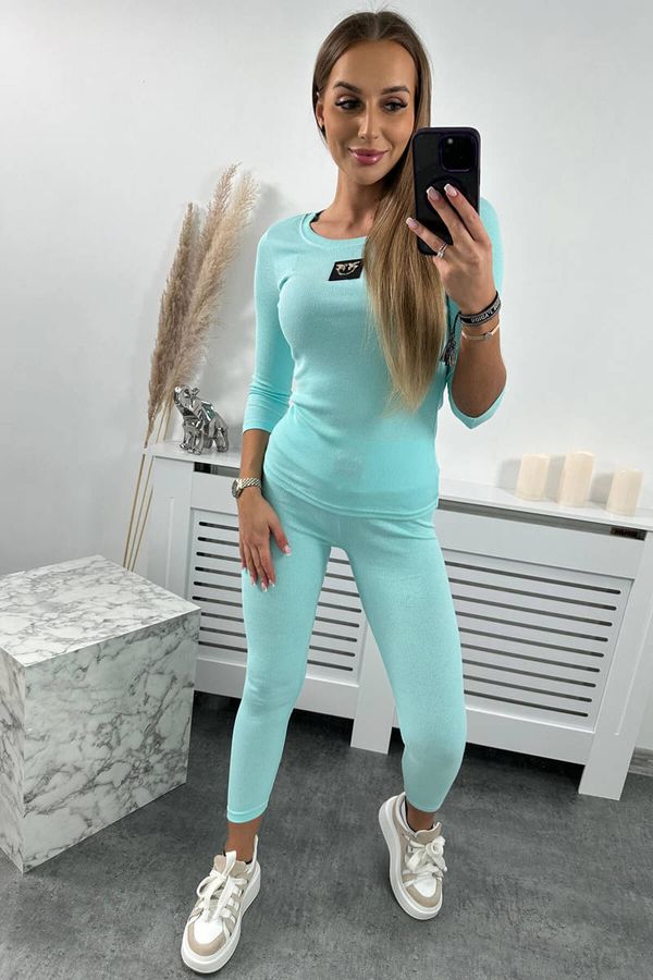 Kesi Ribbed blouse + mint leggings set