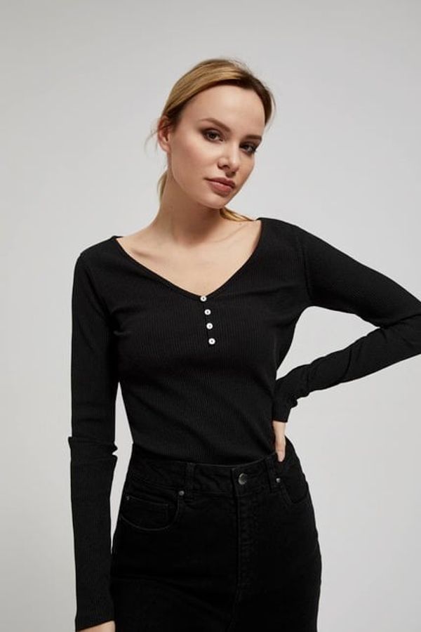 Moodo Ribbed blouse with buttons