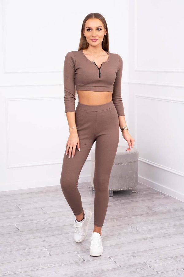 Kesi Ribbed crop top set mocha