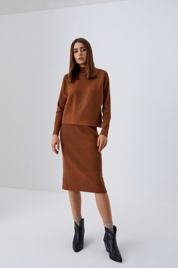 Moodo Ribbed knitted midi skirt