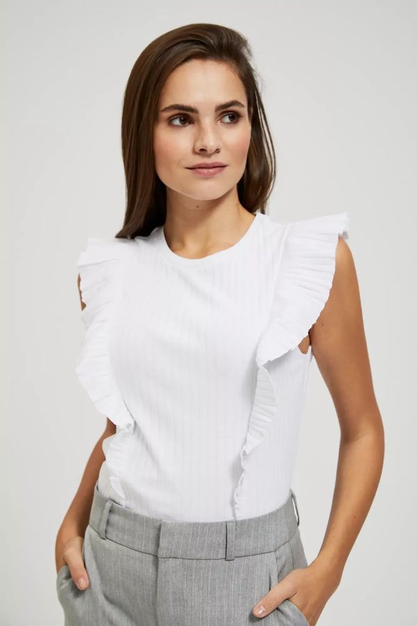 Moodo Ribbed T-shirt with ruffles