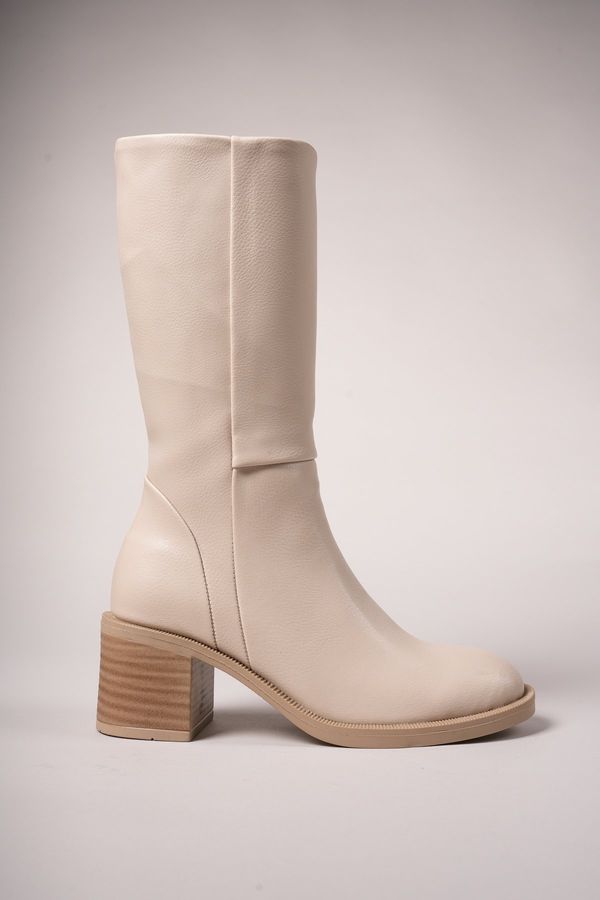Riccon Riccon Secmodh Women's Boots 0012711 Beige Leather