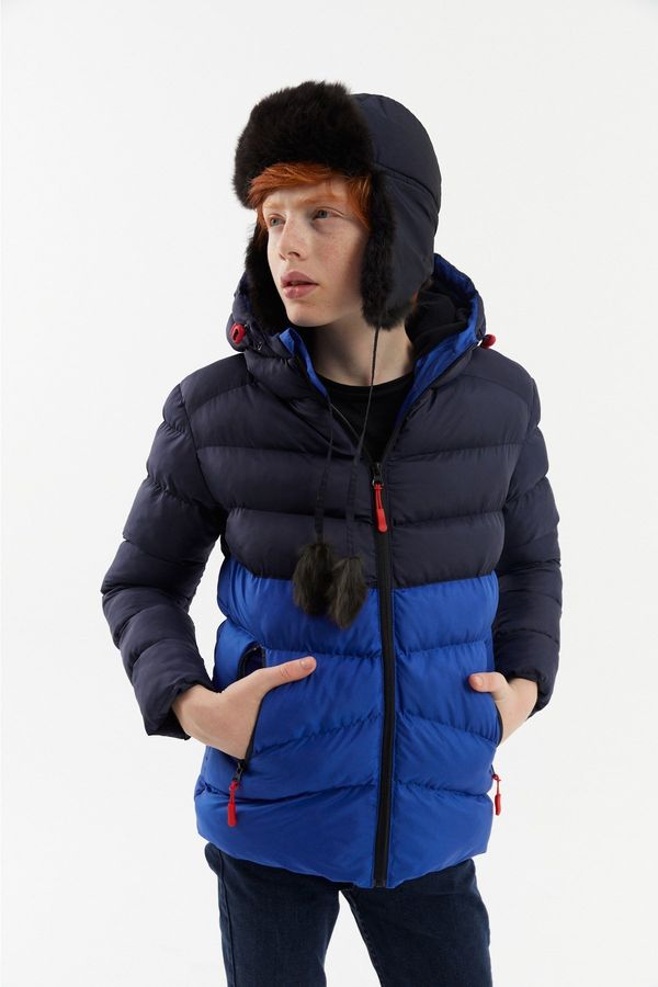 River Club River Club Boy's Water and Windproof Fiber Lined Dark Blue-sax Hooded Coat