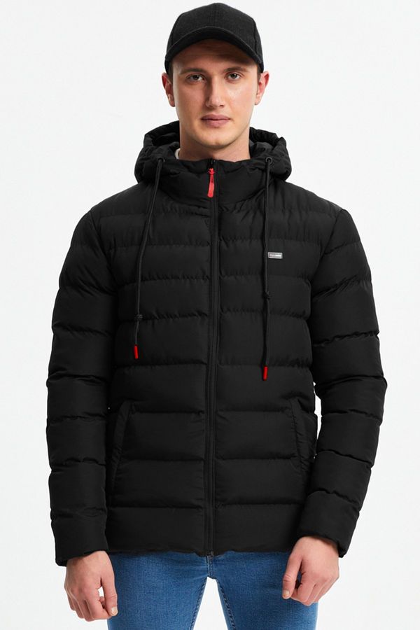 River Club River Club Men's Black Fiber Inside Water and Windproof Sports Winter Puffer Coat