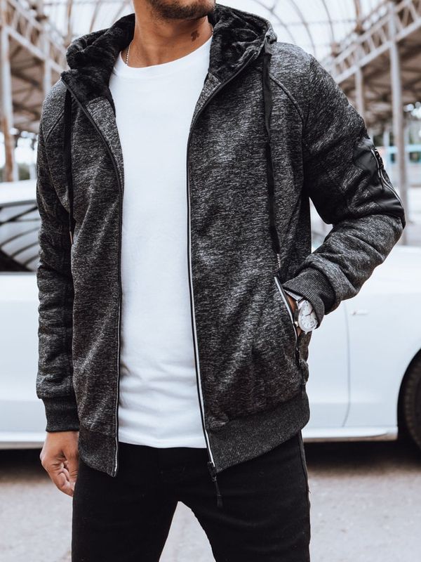 DStreet Rozpinana bluza męska ocieplana ciemnoszara Dstreet