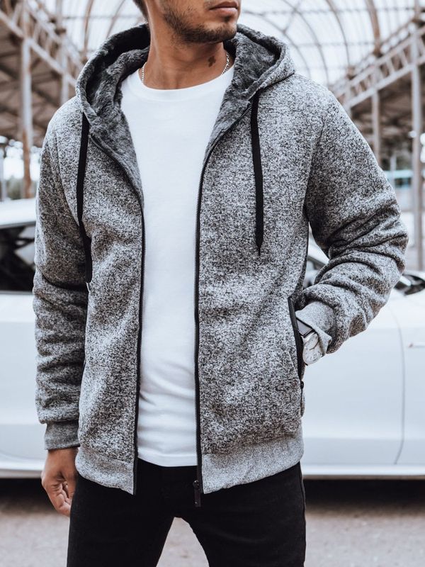 DStreet Rozpinana bluza męska ocieplana jasnoszara Dstreet