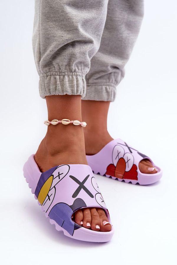 Kesi Rubber slippers with purple monster print
