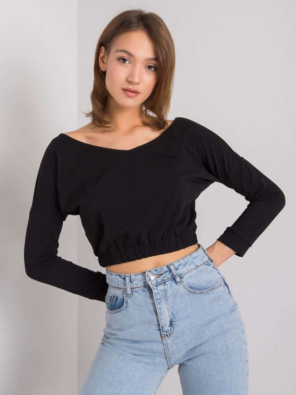 Fashionhunters RUE PARIS Black blouse with long sleeves