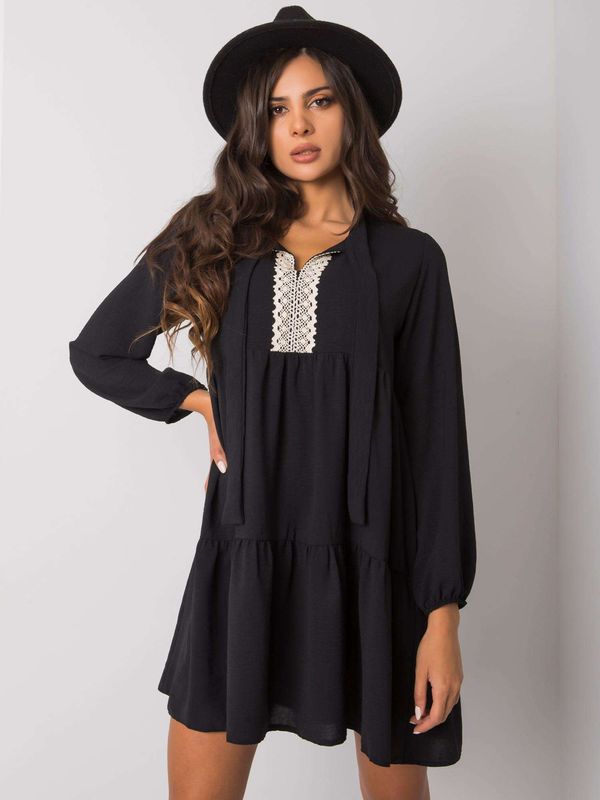 Fashionhunters RUE PARIS Black loose dress