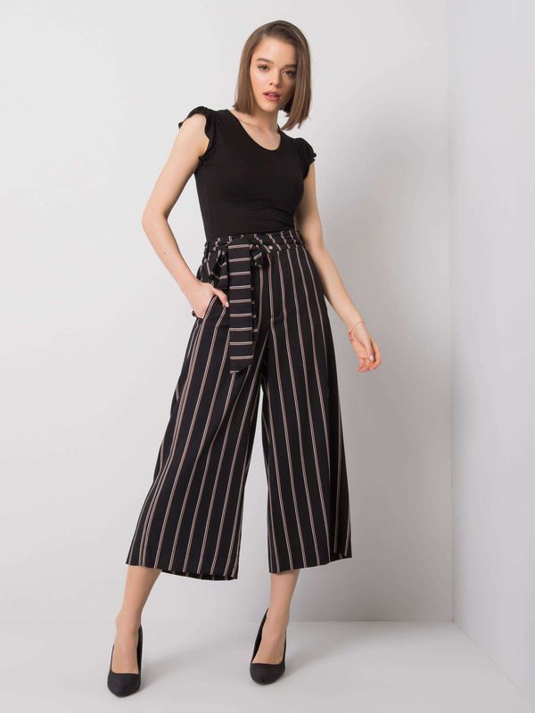 Fashionhunters RUE PARIS Black striped trousers