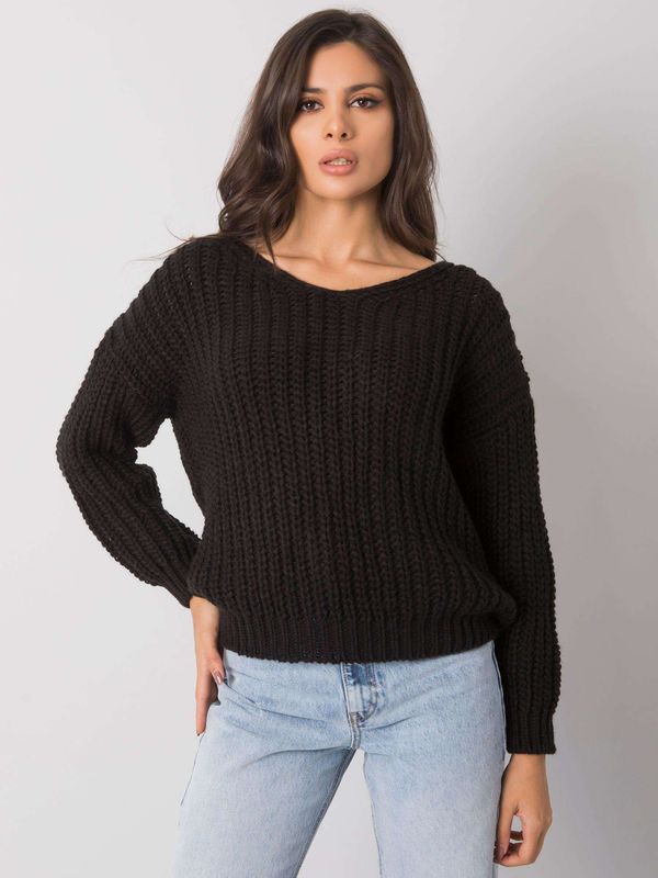 Fashionhunters RUE PARIS Black women's knitted sweater