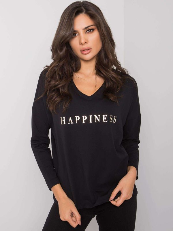 Fashionhunters RUE PARIS Black women's long sleeve shirt