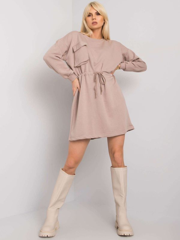 Fashionhunters RUE PARIS Dark beige sweatshirt dress