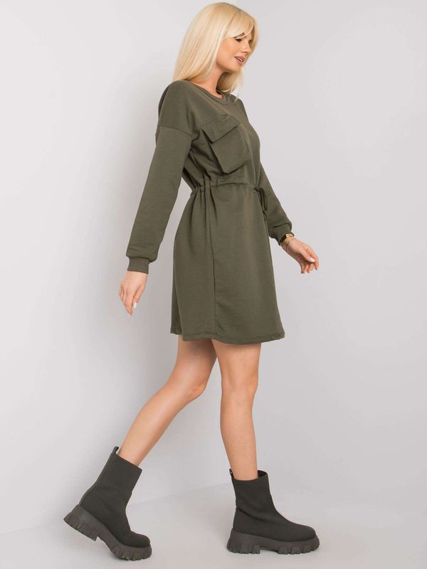 Fashionhunters RUE PARIS Khaki sweatshirt dress