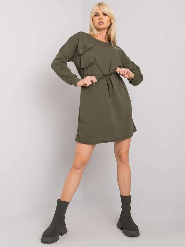 Fashionhunters RUE PARIS Khaki sweatshirt dress